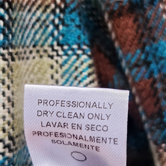 STETSON Women's Pea Coat Medium Plaid Blue Wool Blend Lined Outdoors - Picture 9 of 10